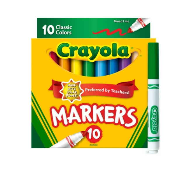 Crayola Classic Broad Line Markers, Art Supplies, Back to School Supplies, 10 Ct