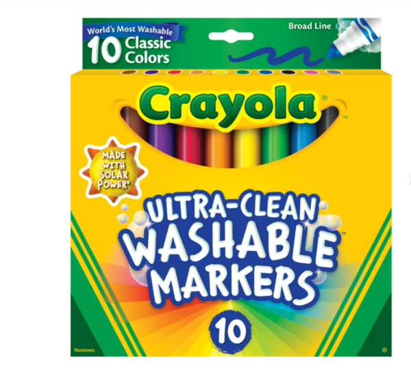 Crayola Ultra-Clean Washable Broad Line Markers, School & Art Supplies, 10 Ct