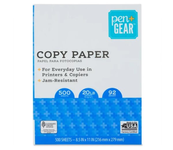 Pen+Gear Copy Paper, 8.5" x 11", 92 Bright, 20 lb., 1 Ream