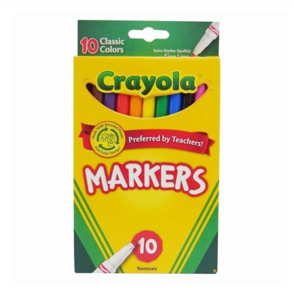 Crayola Fine Line Markers, Classic Colors, 10 Count,