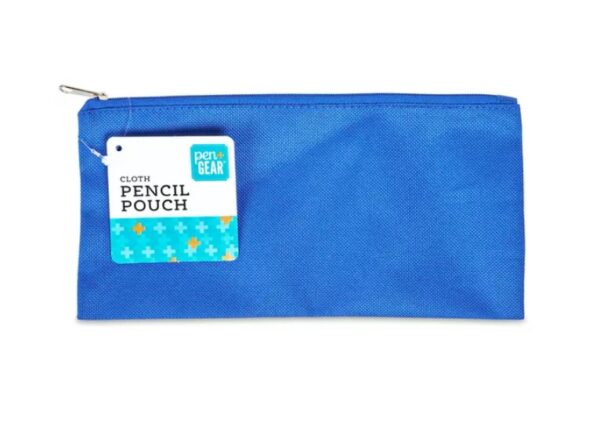 Pen + Gear Cloth Zipper Pencil Pouch, Pencil Case, Blue, 8.75" x 4.25"