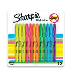 Sharpie Pocket Highlighters, Assorted, Chisel Tip, 12 Count