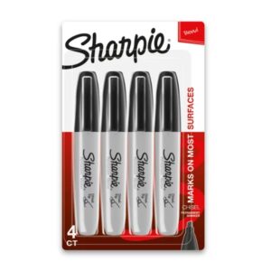 Sharpie Chisel Tip Permanent Markers, Black Colors, 4 Count